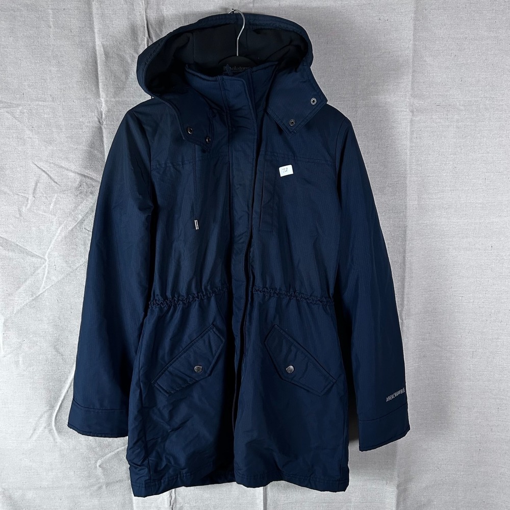 Abercrombie All-Season Weather Warrior Parka Jacket Navy Blue Medium Fleece Line